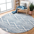SAFAVIEH Tulum Collection Area Rug - 10' Round, Ivory & Navy, Moroccan Boho Tribal Design, Non-Shedding & Easy to Clean, Ideal for Living Room, Bedroom, Dining Space (TUL272D)