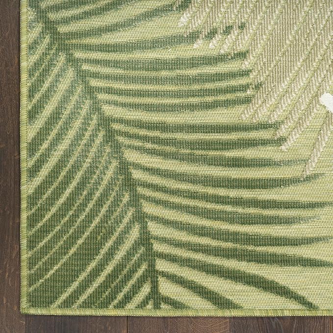 Nourison Home Suncoast Green 2' x 6' Area Rug - Easy Clean, Non Shedding, Bed Room, Living Room, Dining Room, Kitchen (6' Runner)