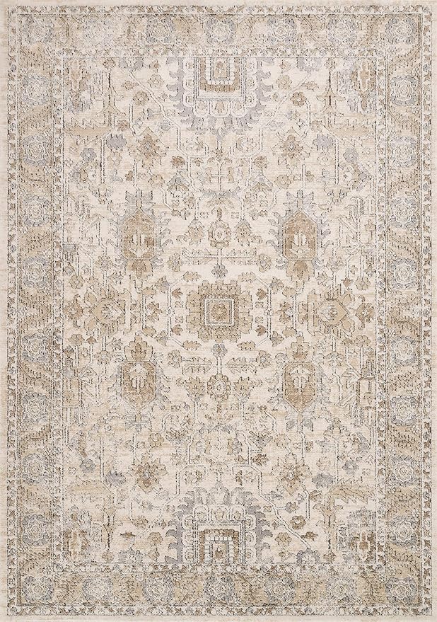 Loloi Teagan Collection TEA-03 Ivory/Sand 11'-6" x 15' Area Rug, Large, Soft Neutral Rug, High-Traffic for Living Room, Bedroom, Home Office, Dining Area