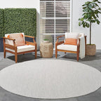Nourison Home Courtyard Ivory Silver 6' x Round Area Rug - Easy Clean, Non Shedding, Bed Room, Living Room, Dining Room, Kitchen (6' x Round)