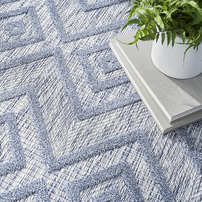 Nourison Home Versatile Denim Blue 5' x 7' Area Rug - Easy Clean, Non Shedding, Bed Room, Living Room, Dining Room, Kitchen (5' x 7')