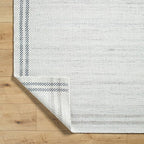 Mark&Day Wool Rugs, 5x8 Janmichael Solid and Border Gray/Ivory Area Rug, Grey Ivory Black Carpet for Living Room, Bedroom or Kitchen (5' x 7'6")