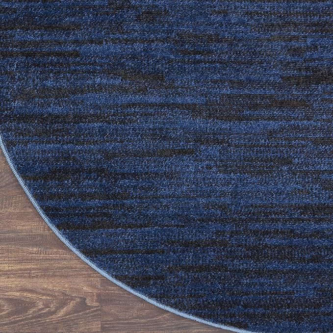 Nourison Home Nourison Essentials Midnight Blue 8' x Round Area Rug - Easy Clean, Non Shedding, Bed Room, Living Room, Dining Room, Kitchen (8' x Round)