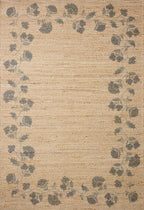 Loloi Chris Loves Julia Rue Collection RUE-05 Natural/Denim 3'-6" x 5'-6" Accent Rug Jute Neutral Floral Living Room Bedroom Rug