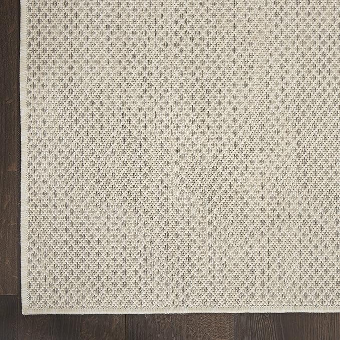 Nourison Home Courtyard Ivory Silver 2' x 6' Area Rug - Easy Clean, Non Shedding, Bed Room, Living Room, Dining Room, Kitchen (6' Runner)