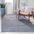 SAFAVIEH Rag Rug Collection Accent Rug - 4' x 6', Purple & Multi, Handmade Boho Stripe Cotton, Ideal for High Traffic Areas in Entryway, Living Room, Bedroom (RAR121D)