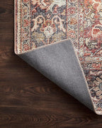 Loloi Layla Collection LAY-02 Spice/Marine 2'-6" x 12'-0" .13" Thick Runner Rug, Soft, Durable, Vintage Inspired, Distressed, Low Pile, Non-Shedding, Easy Clean, Printed, Living Room Rug