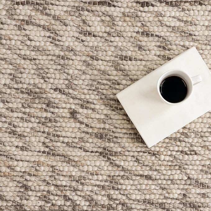 Rugs USA Marilyn Charcoal/Ivory, 4' x 6', Hand Woven, Marled, Wool, Soft and Cozy, High Traffic, Stain Resistant, Easy Clean, Durable Area Rug for Bedroom, Living Room, Dining, Den, Foyer