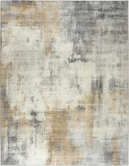 ReaLife Rugs Machine Washable Area Rug - Living Room Bedroom Bathroom Kitchen Entryway Office - Padded Low Pile Stain Resistant Premium - Modern Abstract Contemporary - Quinn - Beige 6' x 8'