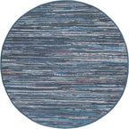 SAFAVIEH Rag Rug Collection 4' Round Ink / Multi RAR121C Handmade Boho Stripe Cotton Area Rug