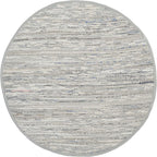 SAFAVIEH Rag Rug Collection Area Rug - 9' Round, Grey, Handmade Boho Stripe Cotton, Ideal for High Traffic Areas in Living Room, Bedroom (RAR121A)