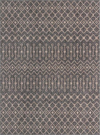 Unique Loom Outdoor Trellis Collection Area Rug - Tribal Trellis (10' x 13' 1" Rectangle, Charcoal Gray/ Natural)