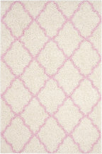 SAFAVIEH Dallas Shag Collection Accent Rug - 4' x 6', Ivory & Light Pink, Trellis Design, Non-Shedding & Easy Care, 1.5-inch Thick Ideal for High Traffic Areas in Foyer, Living Room, Bedroom (SGD257P)