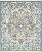 Unique Loom Narenj Collection Classic Traditional Medallion Textured Design Area Rug, 8 x 10 ft, Blue/Tan