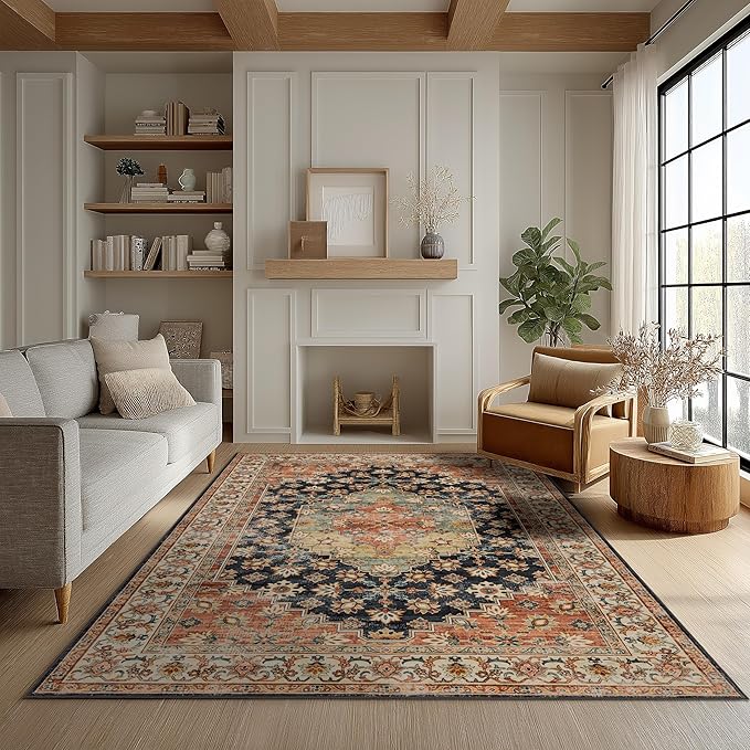 Area Rug Non Slip Machine Washable Ultra Soft Living Room/Bedroom/Kitchen/Outdoor/Classroom Maroon, 5'×7'