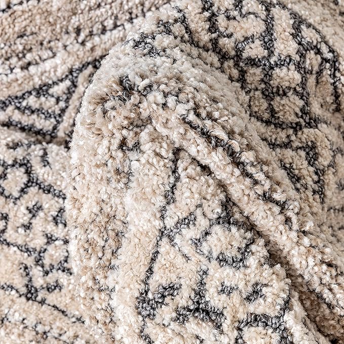 Well Woven Francesca Beige Tribal Geometric Distressed High-Lo Pile (2'7" x 9'10") Runner Rug