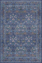 Dining Room Rugs for Under Table - 6x9 Washable Dark Blue Oriental Area Rug for Living Room, Low Pile Non-Slip Floor Carpet for Bedroom - Vintage Navy Design & Stain Resistance
