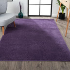 Eyely UES100N-5 Supersoft Haze Solid Low-Pile Indoor Area Rug Casual;Contemporary;Solid;Traditional, Bedroom, Kitchen, Living Room, Easy-Cleaning, Non-Shedding, 5 X 8, Purple