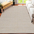 Hand Woven Jute Cotton Area Rug 5'x8' ft Rectangle Natural Farmhouse Rug for Living Room, Bedroom Kitchen - Rustic Vintage Bohemian Eco-Friendly Carpet Home Décor 60"x96" Natural