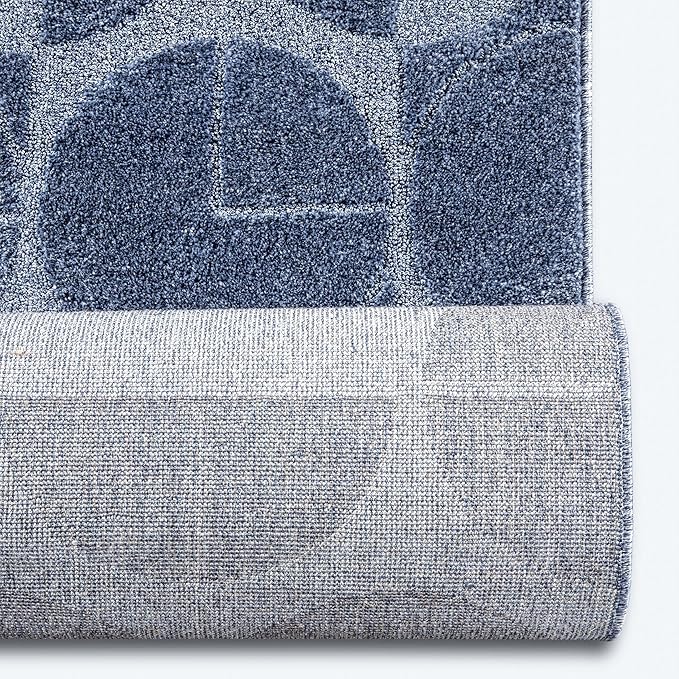 Well Woven Custom Size Hallway & Stair Runner- Harlow Harmony Blue 27 Inches Wide x 65 Feet Long Runner (27" x 65') Runner Rug - Modern Geometric Pattern, Ultra-Soft, Easy-Clean