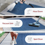 Nuloom Asha Navy/Ivory, 6'7" x 9', Casual, Striped Border, Soft and Cozy, High Traffic, Stain Resistant, Easy Clean, Durable Area Rug for Indoor/Outdoor Patio, Deck, Porch, Garden, Courtyard