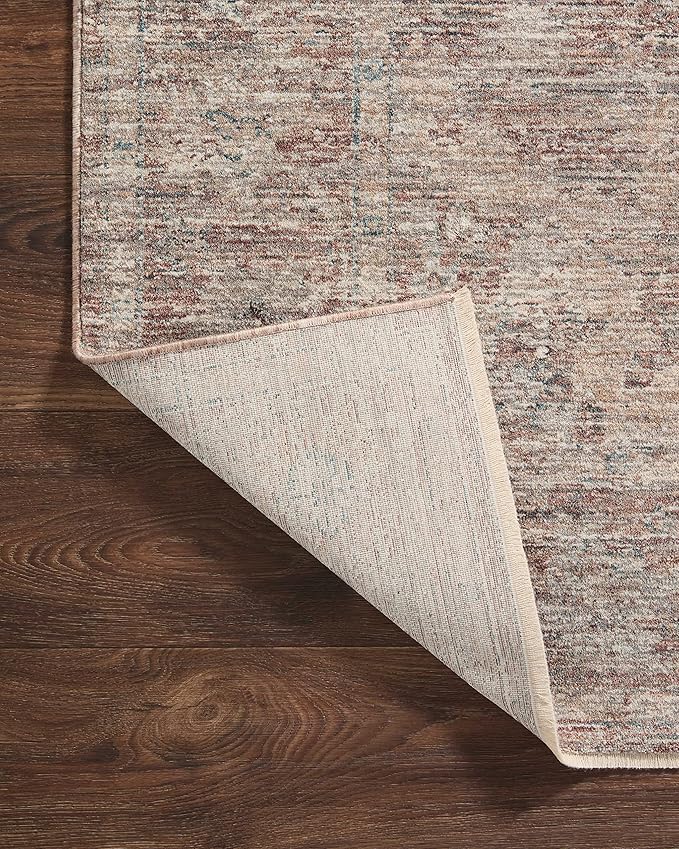 Loloi Magnolia Home by Joanna Gaines Millie Collection MIE-04 Brick/Fog 5'-3" x 5'-3", .25" Pile Height, Round Area Rug