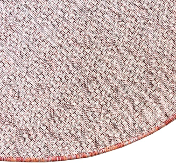 Unique Loom Outdoor Trellis Collection Area Rug - Tribal Trellis (5' 3" x 8' Oval, Rust Red/ Ivory)