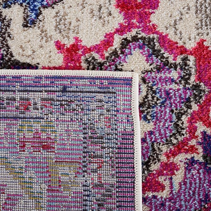 SAFAVIEH Monaco Collection Area Rug - 8' x 10', Violet & Fuchsia, Boho Chic Medallion Distressed Design, Non-Shedding & Easy Care, Ideal for High Traffic Areas in Living Room, Bedroom (MNC243P)