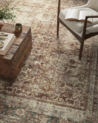 Loloi Magnolia Home by Joanna Gaines Sinclair Collection SIN-01 Rust/Lagoon 7'-6" x 9'-6", .25" Pile Height, Machine Washable, Area Rug