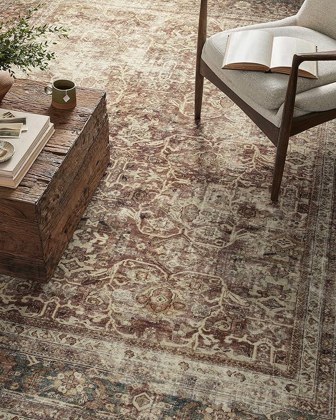 Loloi Magnolia Home by Joanna Gaines Sinclair Collection SIN-01 Rust/Lagoon 2'-3" x 11'-6", .25" Pile Height, Machine Washable, Runner Rug