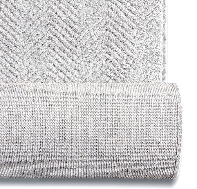 Well Woven Custom Size Hallway & Stair Runner- Harlow Pompeii Light Grey 31 Inches Wide x 5 Feet Long Runner (31" x 5') Runner Rug - Modern Chevron Pattern, Ultra-Soft, Easy-Clean