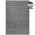 FH Home Flat Woven Outdoor Rug - Waterproof, Easy to Clean, Stain resistant - Premium Polypropylene Yarn - Striped Boho - Patio,Deck,Porch,Balcony, Laundry Room - Amman - Charcoal - 3ft 11in x 5ft 6in