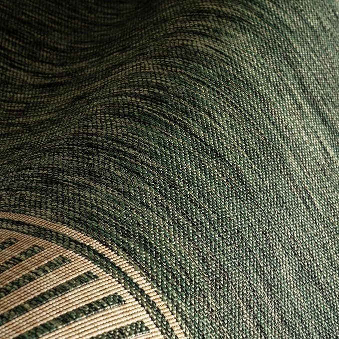 Nuloom Asha Green/Brown, 4' x 6', Casual, Striped Border, Soft and Cozy, High Traffic, Stain Resistant, Easy Clean, Durable Area Rug for Indoor/Outdoor Patio, Deck, Porch, Garden, Courtyard