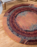 Unique Loom Estrella Collection Rustic, Distressed, Modern, Abstract Area Rug (6' 0 x 6' 0 Round, Orange/Black)