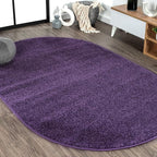 Eyely UES100N-6OV Supersoft Haze Solid Low-Pile Indoor Area Rug, Coastal, Bohemian, Minimalist, Classic, Casual for Bedroom,Kitchen,Living Room,Non Shedding,Easy-Washing, Purple, 6 X 9 Oval