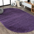 Eyely UES100N-5OV Supersoft Haze Solid Low-Pile Indoor Area Rug, Coastal, Bohemian, Minimalist, Classic, Casual for Bedroom,Kitchen,Living Room,Non Shedding,Easy-Washing, Purple, 5 X 8 Oval