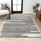 JONATHAN Y Khalil Modern Berber Stripe Cream/Black Indoor Area Rug, 8x10, Contemporary, Bohemian, Easy-Cleaning for Living Room, Bedroom, Kitchen, Pet Friendly, Non-Shedding (MOH207A-8)