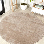 JONATHAN Y Haze Solid Low-Pile Beige 6' Round Indoor Area Rug, Coastal,Bohemian,Minimalist,Classic, Easy-Cleaning for Living Room,Bedroom,Kitchen,Pet Friendly,Non-Shedding (SEU100G-6R)