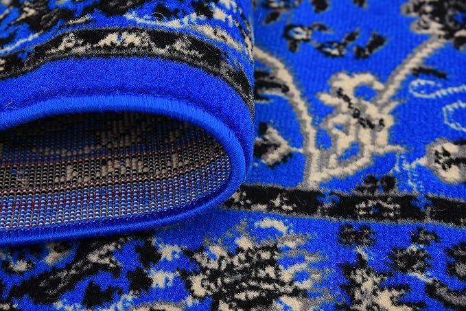 Unique Loom Sialk Hill Collection Area Rug - Washington (3' x 16' 5" Runner Dark Blue/Black)