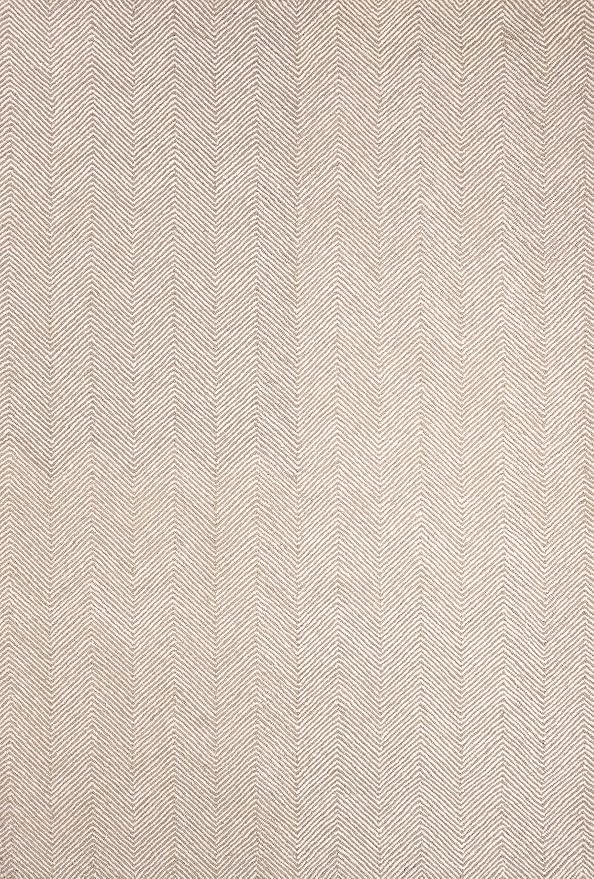 Modern Herringbone Chevron Collection Handcrafted Wool Area Rug - Durable, Zigzag Pattern, for High Traffic, Contemporary Design for Living Room, Bedroom, Dining Room Decor (Sand Beige, 8' round)