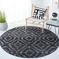 SAFAVIEH Adirondack Collection Area Rug - 6' Round, Black & Ivory, Modern Diamond Distressed Design, Non-Shedding & Easy Care, Ideal for High Traffic Areas in Living Room, Bedroom (ADR131A)