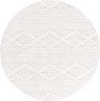 SAFAVIEH Tulum Collection Area Rug - 5' Round, Ivory & Light Grey, Moroccan Boho Tribal Design, Non-Shedding & Easy to Clean, Ideal for Living Room, Bedroom, Dining Space (TUL272G)
