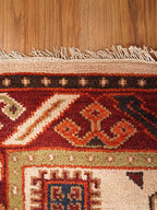 Hand Knotted Wool & Silk ECO-Friendly Oriental Area Rugs - 5'x8', Rectangle Shape, Cream Burgundy Color, Classic Oriental Traditional, Medium Pile Handmade Area Rugs (AF0102)