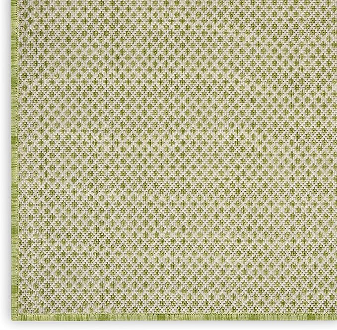 Nourison Home Courtyard Ivory Green 7' x 10' Area Rug - Easy Clean, Non Shedding, Bed Room, Living Room, Dining Room, Kitchen (7' x 10')