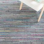 SAFAVIEH Rag Rug Collection Accent Rug - 4' x 6', Aqua & Multi, Handmade Boho Stripe Cotton, Ideal for High Traffic Areas in Entryway, Living Room, Bedroom (RAR121K)