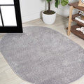 Eyely UES100A-6OV Supersoft Haze Solid Low-Pile Indoor Area Rug, Coastal, Bohemian, Minimalist, Classic, Casual for Bedroom,Kitchen,Living Room,Non Shedding,Easy-Washing, Gray, 6 X 9 Oval