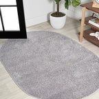 Eyely UES100A-5OV Supersoft Haze Solid Low-Pile Indoor Area Rug, Coastal, Bohemian, Minimalist, Classic, Casual for Bedroom,Kitchen,Living Room,Non Shedding,Easy-Washing, Gray, 5 X 8 Oval