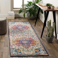 Livabliss Area Rugs - 3x10 Romaine Vintage Boho Fuchsia Mustard Blue Runner Area Rug for Living Room Bedroom - Floral Medallion Stain Resistant Carpet for Kitchen, Nursery, Office (2'7" x 10', Runner)