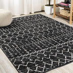JONATHAN Y Boho Vintage Diamond Black/Ivory Indoor Area Rug 12X15 ft, Moroccan Hype for Living Room, Bedroom, Kitchen, Office, Easy-Cleaning, High Traffic, Pet-Friendly, Non-Shedding (MOH101D-15)