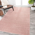 JONATHAN Y Haze Solid Low-Pile Pink Indoor Area Rug 4x6, Coastal,Bohemian,Minimalist,Classic, Easy-Cleaning for Living Room,Bedroom,Kitchen,Pet Friendly,Non-Shedding (SEU100P-4)